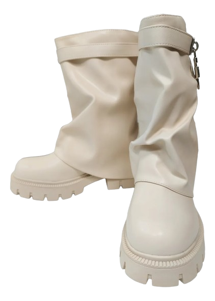 Botines de Mujer Beige con Candado 6522B