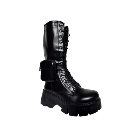 Botas Negras De Mujer Con Mini Bolsito 21JS89
