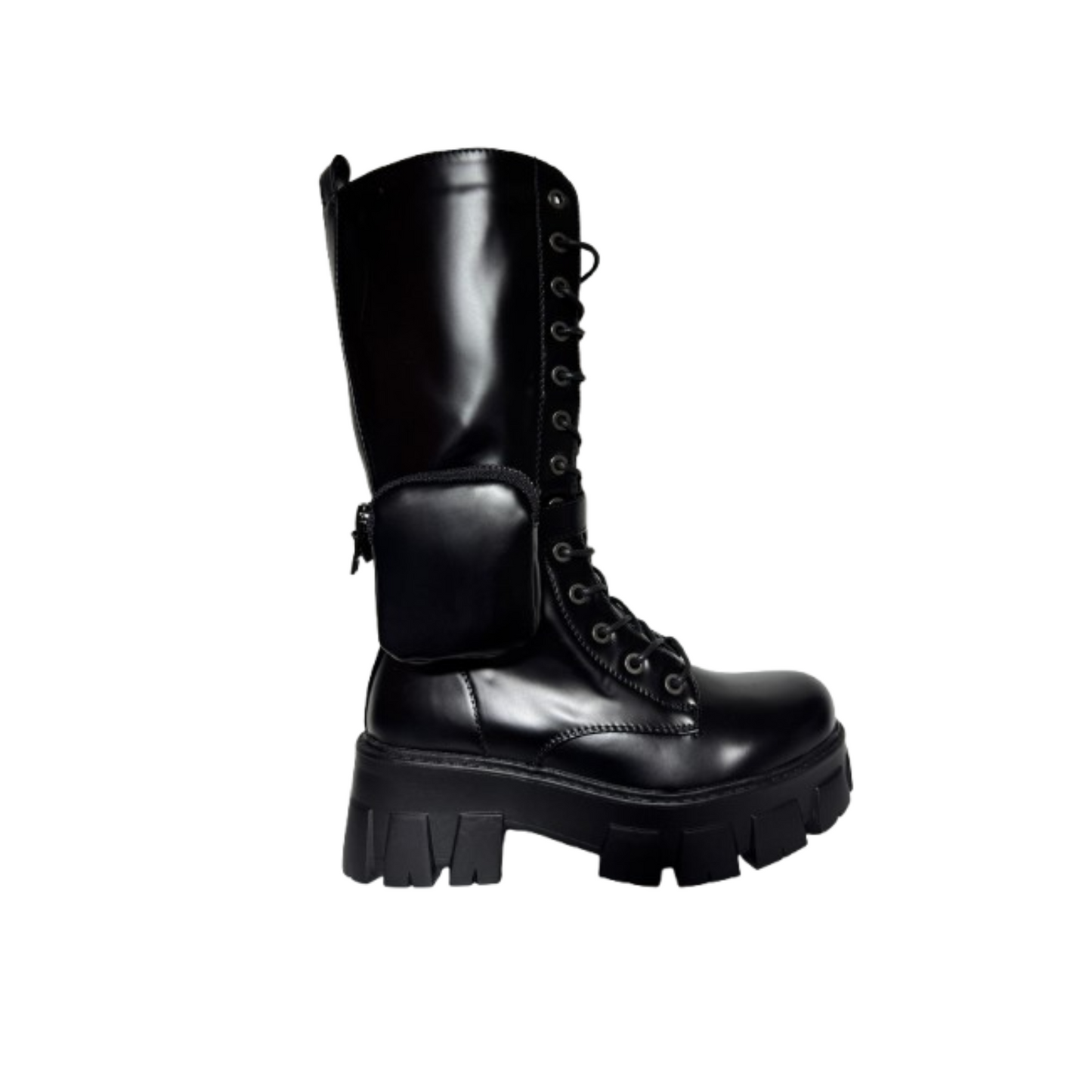 Botas Negras De Mujer Con Mini Bolsito 21JS89