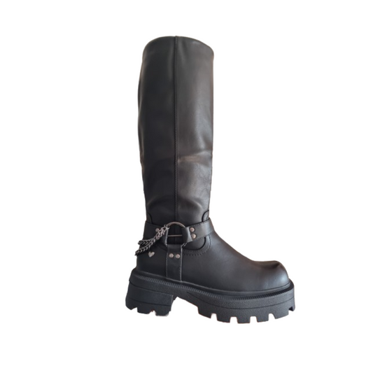 Botas Negras De Mujer Con Cadena