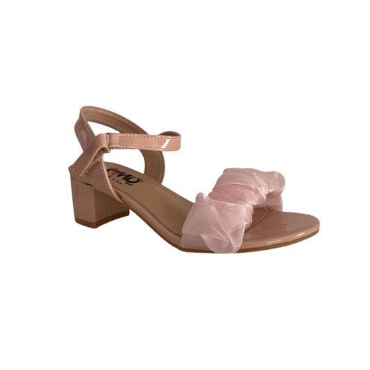 Sandalias De Niña Con Taco Rosada