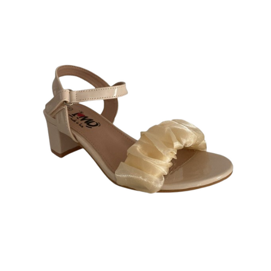 Sandalias De Niña Con Taco Beige