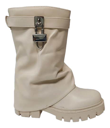 Botines de Mujer Beige con Candado 6522B