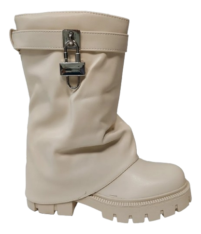 Botines de Mujer Beige con Candado 6522B