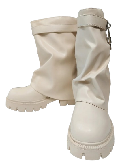 Botines de Mujer Beige con Candado 6522B