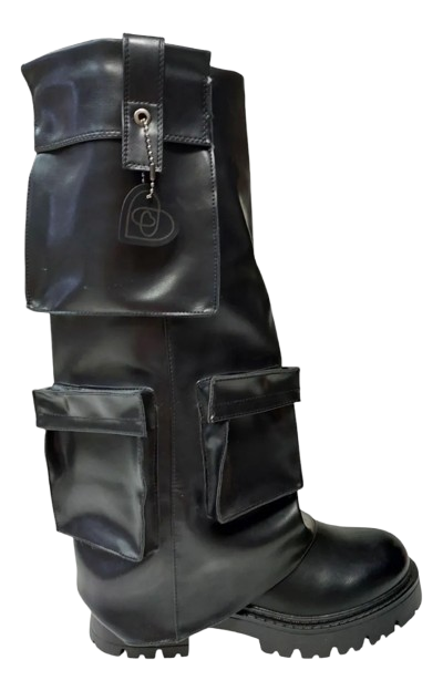 Botas Negras De Mujer Con Bolsillos Tendencia 6537