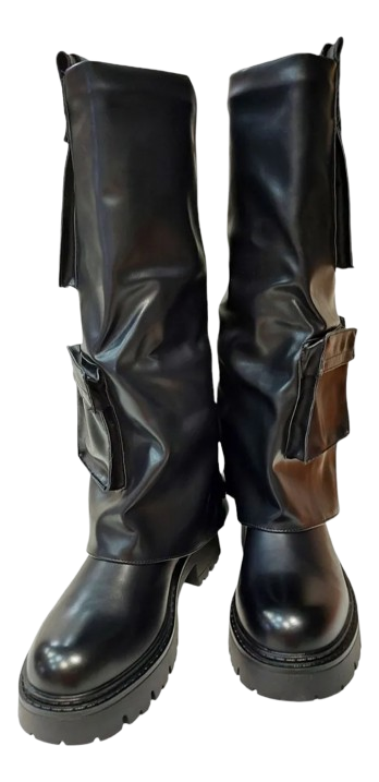 Botas Negras De Mujer Con Bolsillos Tendencia 6537