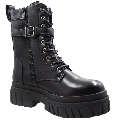Botines Negro de Mujer Con Mini Bolsillo 4K261
